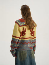 Bunny Jacquard Knit Cardigan Fair Isle Sweater - COPPING THREADS - CT Select